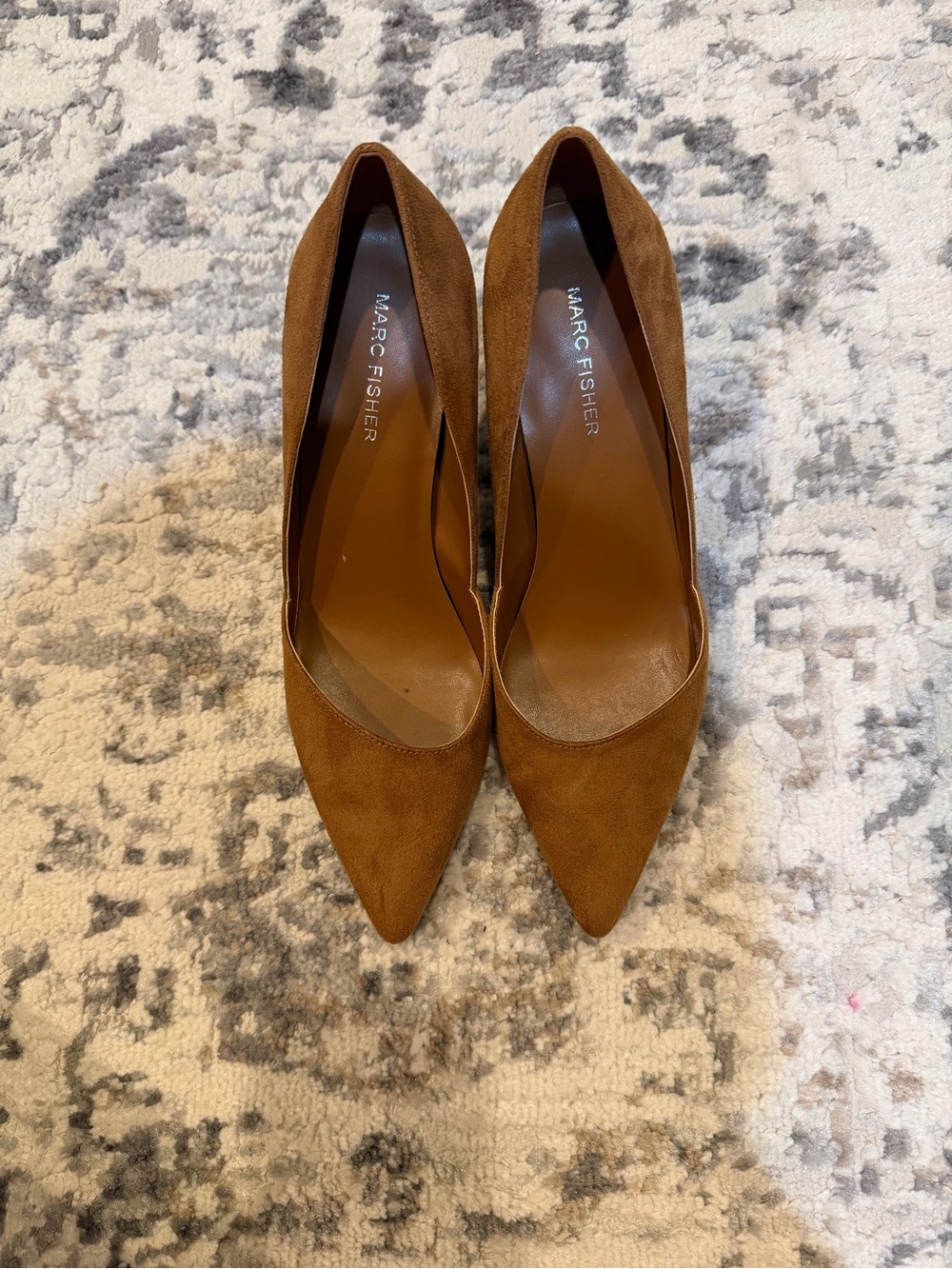 Marc Fisher Cognac Suede Pointed-Toe Pumps